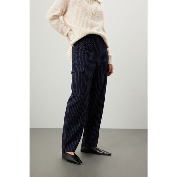 THAKOON x RTR Navy Stripe Twill Pinstripe Cargo Pants Size 12 - Picture 2 of 13